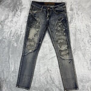 VIP Jeans Women's Dark Distressed Dark Wash Denim Size 5